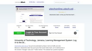 Utechonline.utech.edu.jm website. University of Technology, Jamaica ...