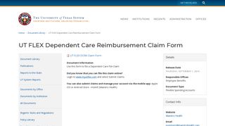 UT FLEX Dependent Care Reimbursement Claim Form | University of ...