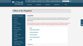 myUTH - Office of the Registrar - UTHealth