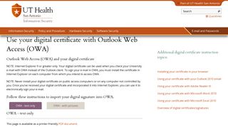 Digital Certificates - Outlook OWA | UT Health San Antonio Information ...