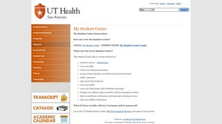 My Student Center « Registrar - UTHSCSA Students - UT Health San ...