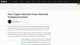 Don't Expect Miracles From Universal Technical Institute - Forbes