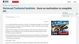 Universal Technical Institute - have no motivation to complete uti.. Dec ...