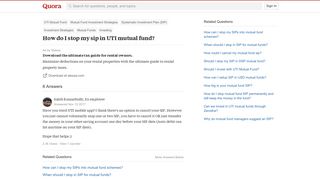 How to stop my sip in UTI mutual fund - Quora
