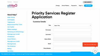Priority Services Register Application | Contact | Utilita Energy