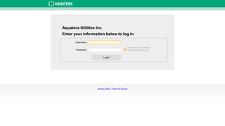 Aquatera Utilities Inc Login Page