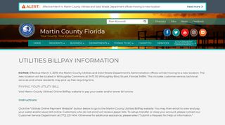 Utilities BillPay Information | Martin County Florida