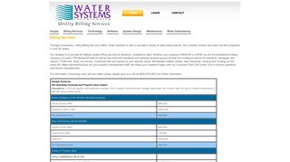 Billing Services - Water Systems Inc.