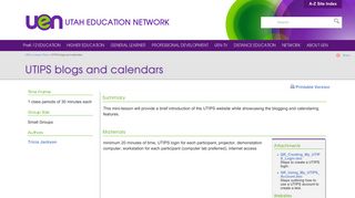 UTIPS blogs and calendars - Utah Education Network
