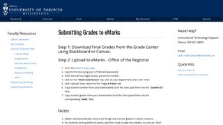 Submitting Grades to eMarks - UTM Library - University of Toronto