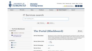 The Portal (Blackboard) - UofT - ITS - University of Toronto