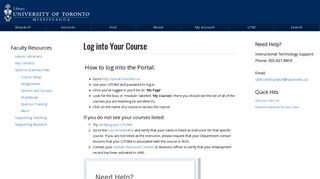 Log into Your Course - UTM Library - University of Toronto
