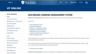 Blackboard Learning Management System - University of Toledo