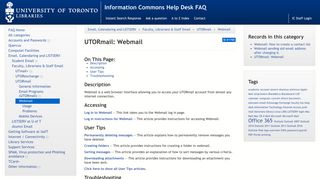 Info Commons Help Desk - UTORmail: Webmail