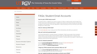UTRGV | FAQs: Student Email Accounts