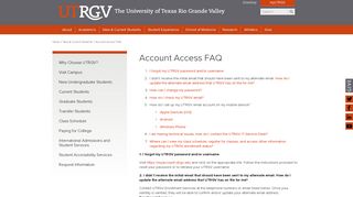 UTRGV | Account Access FAQ