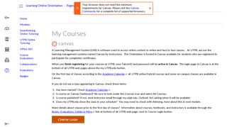 My Courses: Learning Online Orientation - UTPB Authentication System