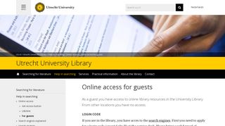 Online access for guests - Utrecht University Library - Utrecht University