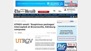 UTRGV email: 'Suspicious packages' intercepted ... - Brownsville Herald