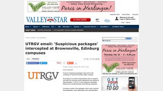 UTRGV email: 'Suspicious packages' intercepted ... - Valley Morning Star
