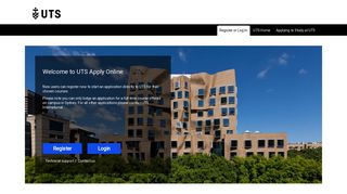UTS Apply Online (not Logged In) - Register or Login