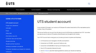 UTS student account | University of Technology Sydney