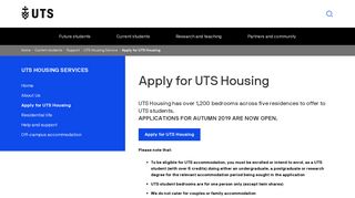 Apply for UTS Housing | University of Technology Sydney