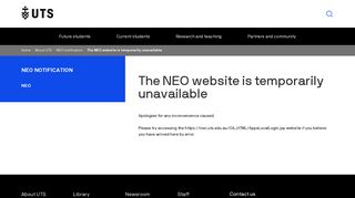 The NEO website is temporarily unavailable | University of Technology ...