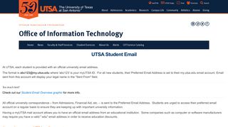 UTSA Student Email | Office of Information Technology | UTSA ...