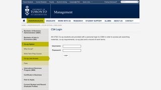 CSM Login | Management - UTSC - University of Toronto