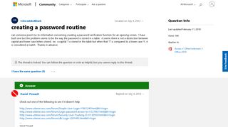 creating a password routine - Microsoft Community