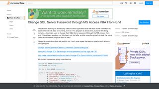 Change SQL Server Password through MS Access VBA Front-End - Stack ...