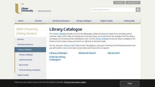 Library Catalogue - Ulster University Library Services