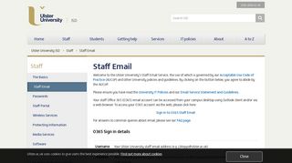 Staff Email - Ulster University ISD