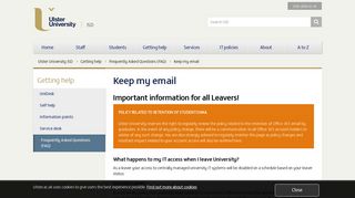 Keep my email - Ulster University ISD