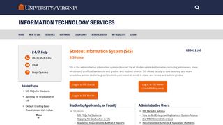 Student Information System (SIS) Homepage - ITS - University of Virginia