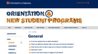 General | UVA Orientation and New Student Programs