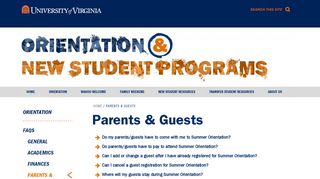 Parents & Guests | UVA Orientation and New Student Programs