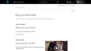 Pay Your Bill Online - U-verse TV Support - AT&T