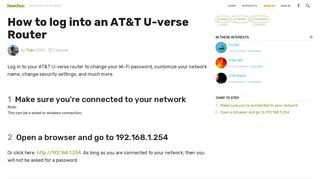 How to log into an AT&T U-verse Router - howchoo