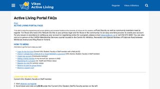 Active Living Portal FAQs - University of Victoria Recreation - Vikes Rec