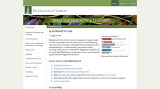 Blackboard : Center for Teaching and Learning : University of Vermont