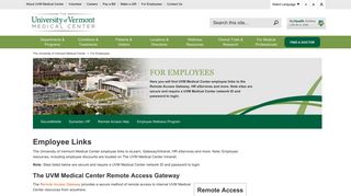 For Employees | UVM Medical Center | Burlington, VT