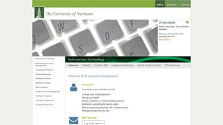 Network ID & Account Management : University of Vermont