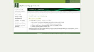 Using your NetID : NetID & Account Management : University of Vermont