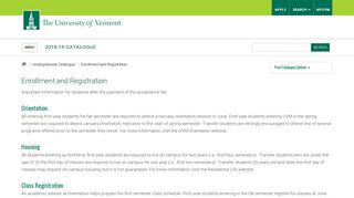 Enrollment and Registration - UVM Catalogue - University of Vermont