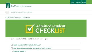 First-Year Student Checklist | Undergraduate Admissions | The ...