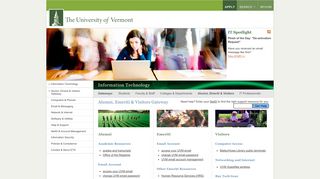 Alumni, Emeriti & Visitors Gateway : University of Vermont