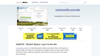 Uvsmoodle.uvs.edu website. AdeKUS - Student Space: Log in to the site.