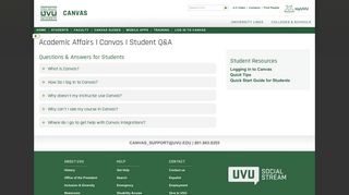 Academic Affairs | Canvas | Student Q&A | | Home - UVU